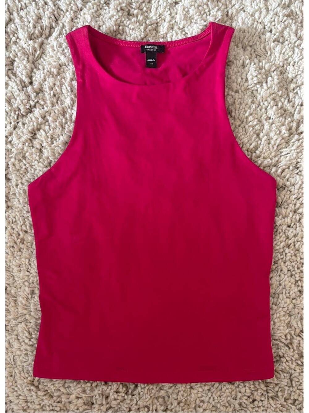 Express Body Contour Pink High Neck Racerback Tank XS